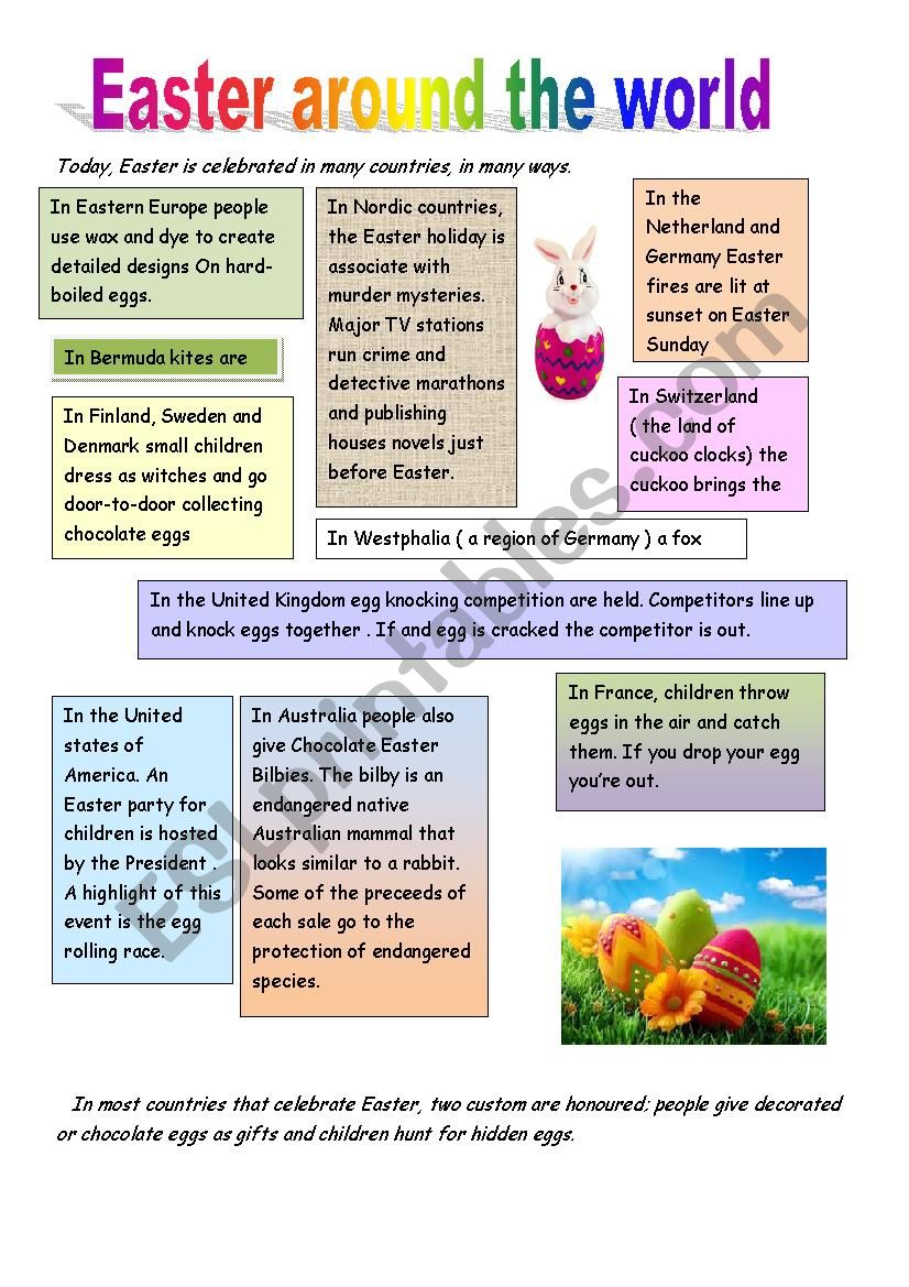 easter traditions around the world worksheets easter traditions around the world worksheets
