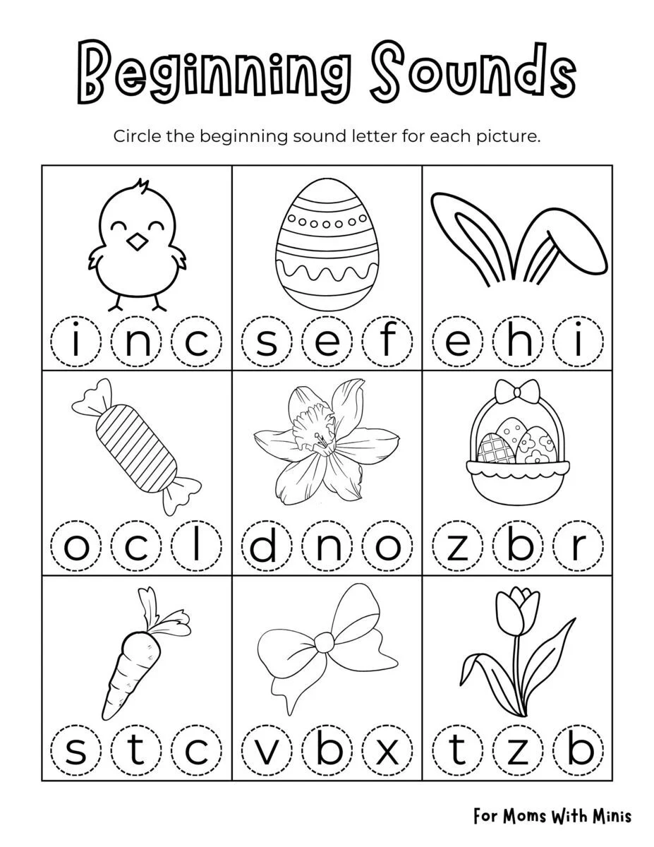 Easter Beginning Sounds Worksheet Easter Beginning Sounds Worksheet