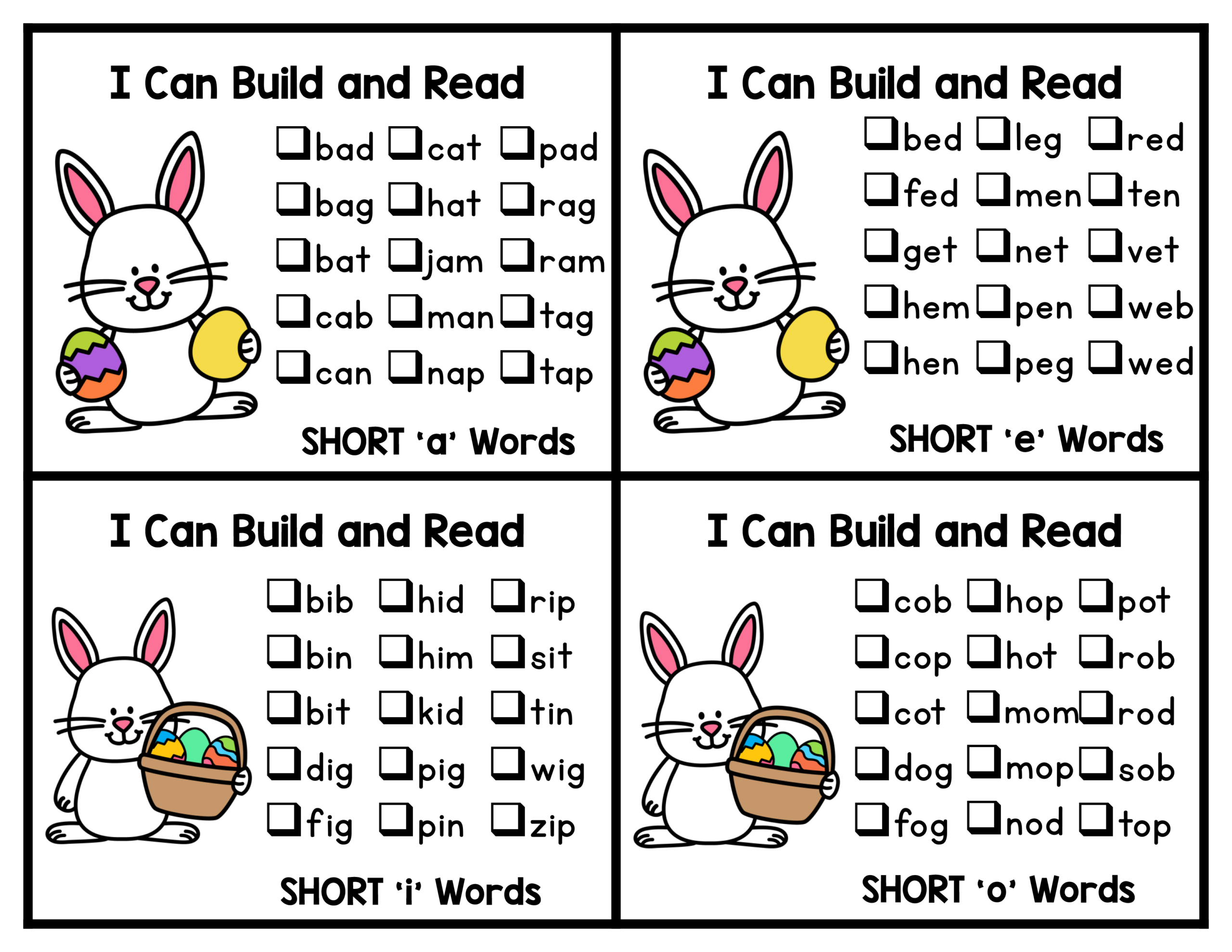 Easter Build Cvc Words Literacy Center