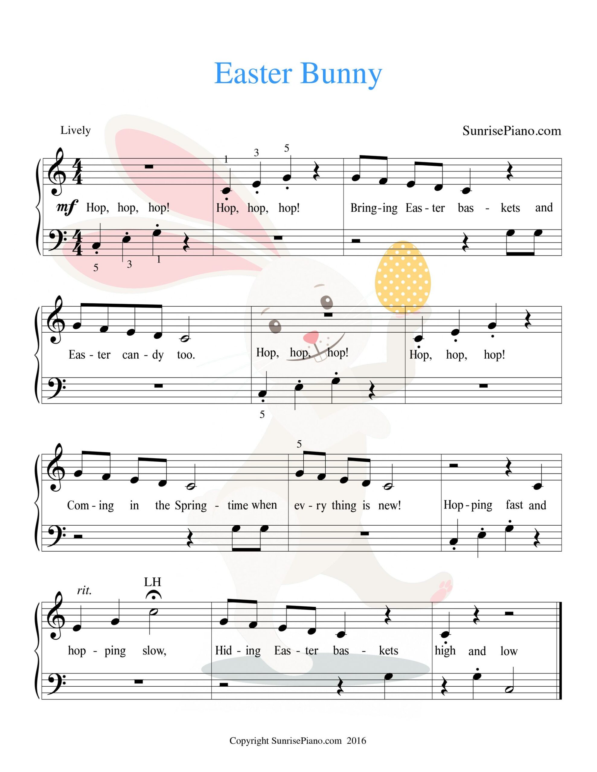 Easter Bunny Elementary Piano Sheet Music