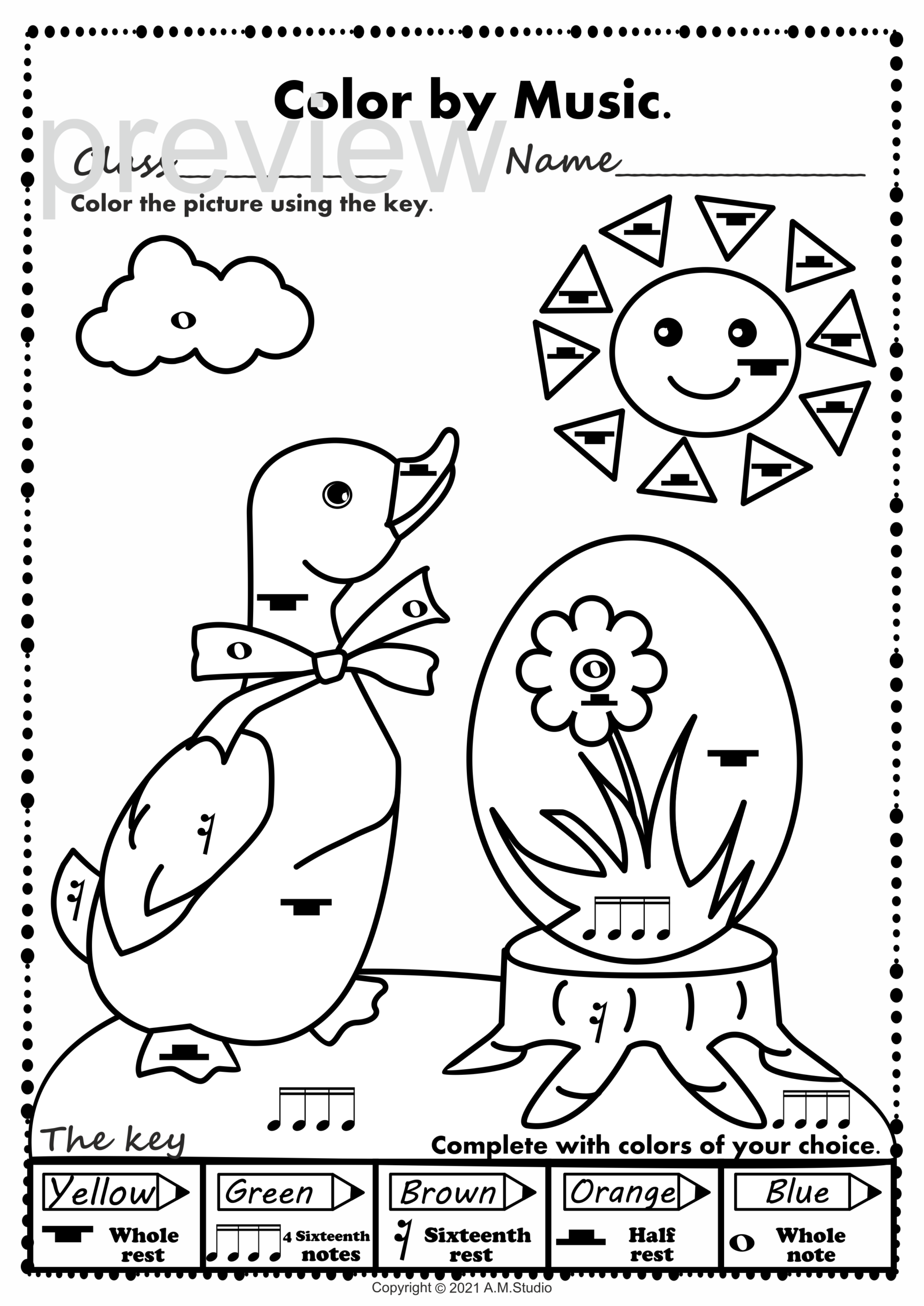 Easter Color By Music Pages Notes And Rests Easter Color By Music Pages Notes And Rests