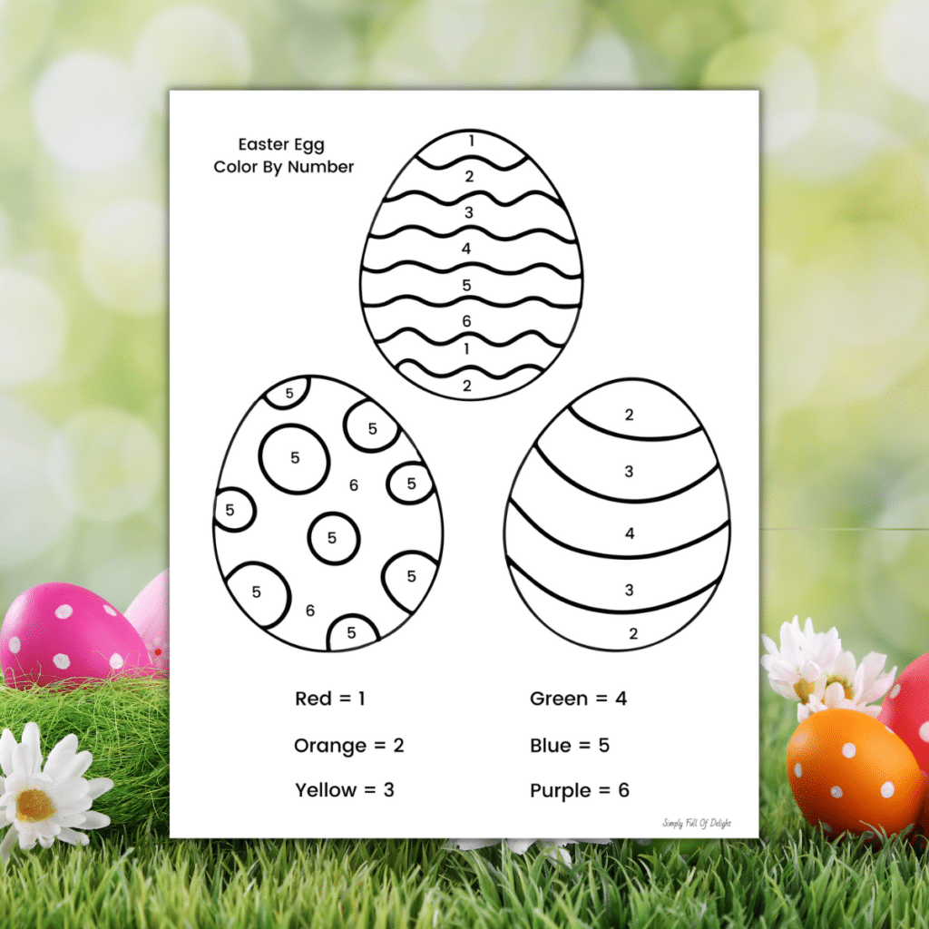 color by number easter worksheets