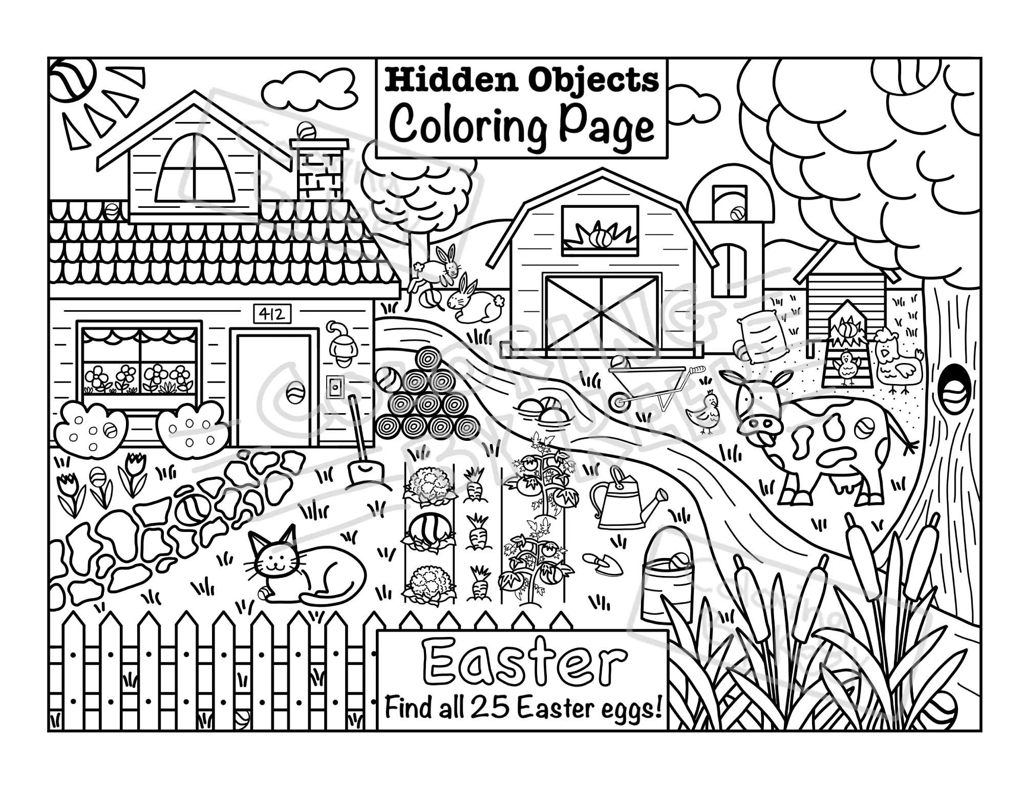Easter Egg Hunt Activity Coloring Page