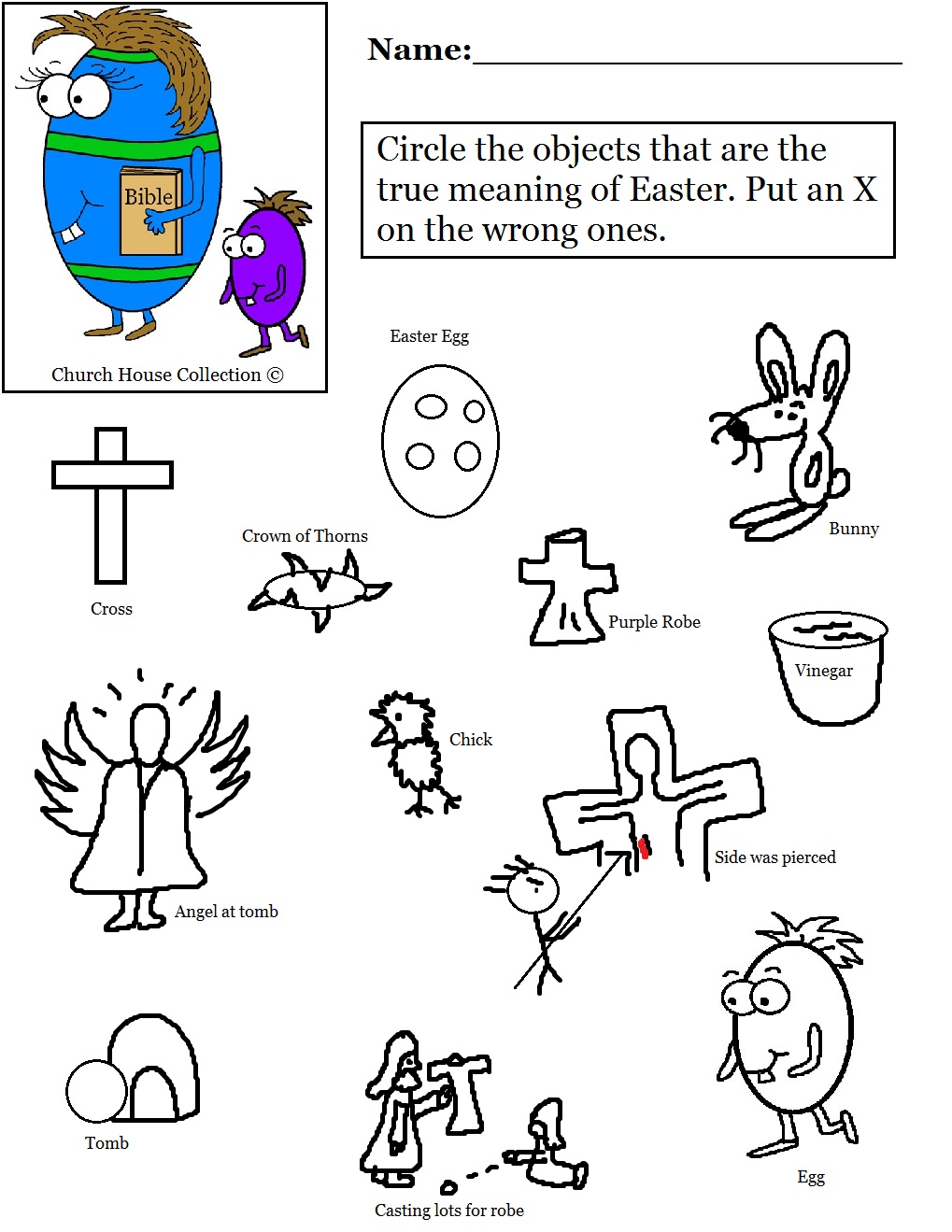 Easter Egg With Bible Worksheet Circle The Object