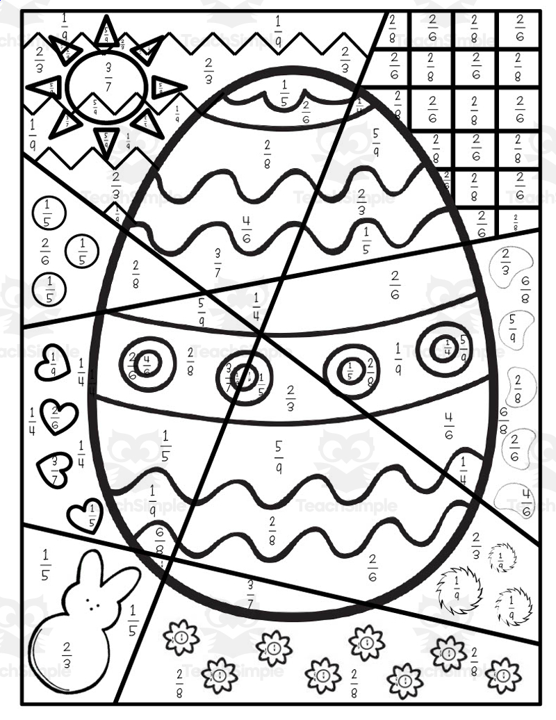 Easter Fractions Coloring Activity Easter Fractions Coloring Activity