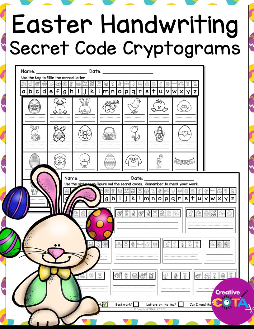 Easter Handwriting Secret Code Worksheets And Cryptogram Activities