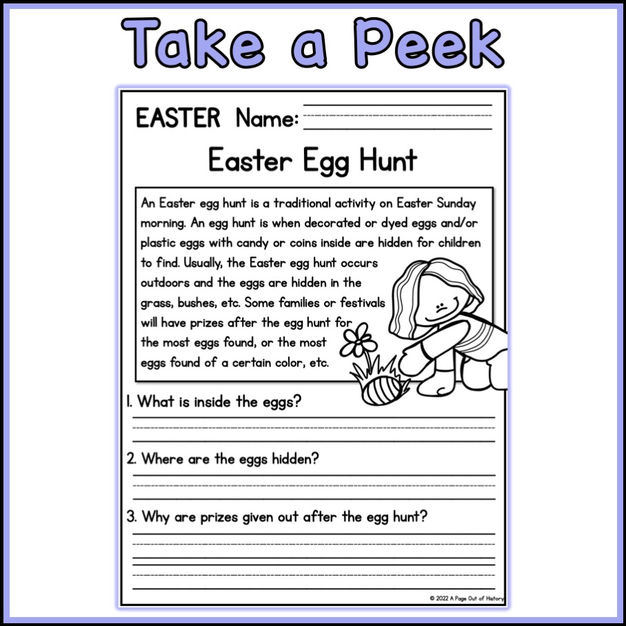Easter Holidays Reading Comprehension Passages K 2