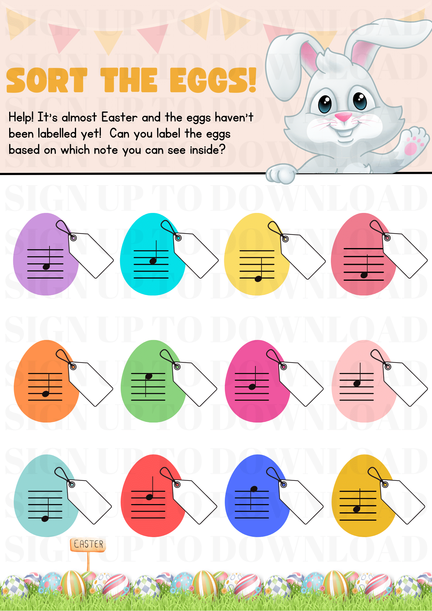 Easter Music Worksheets Sort The Eggs Easter Music Worksheets Sort The Eggs