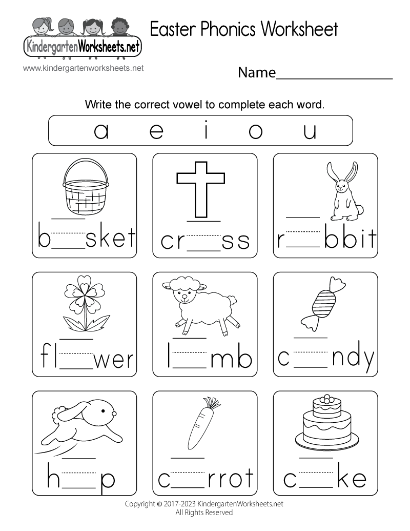 Easter Phonics Worksheet