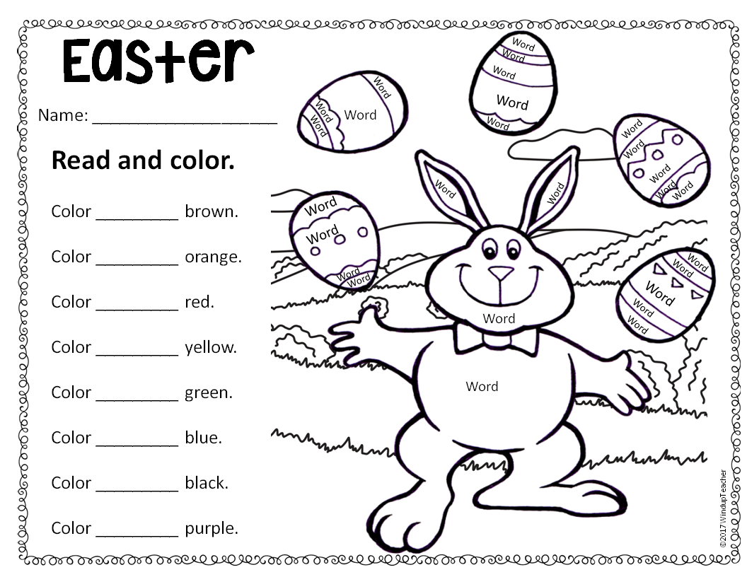 Easter Rabbit Chick Color The Word Editable