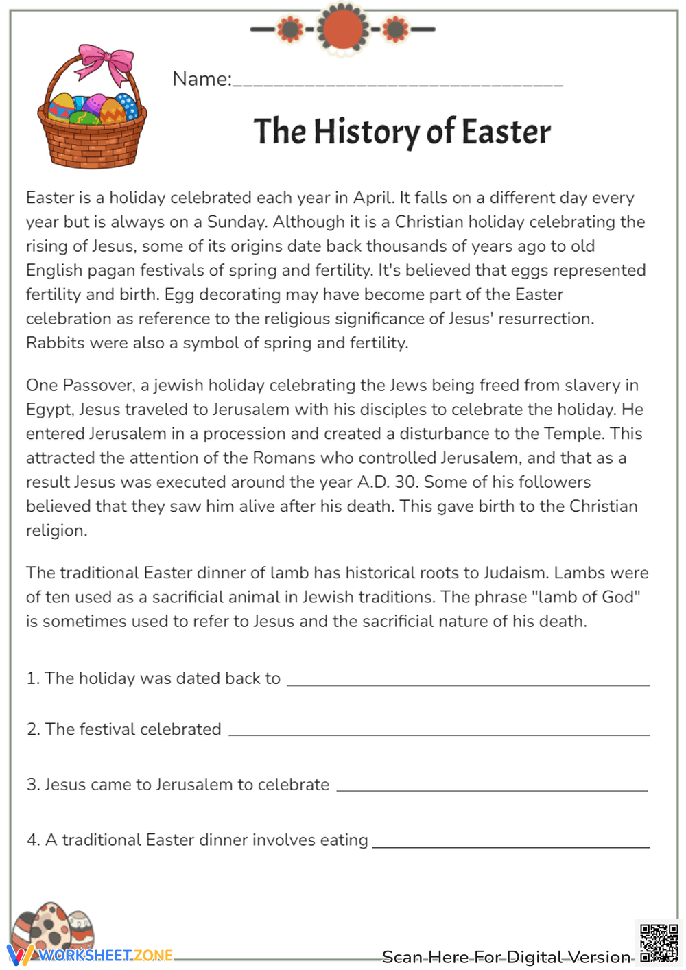 Easter Reading Comprehension