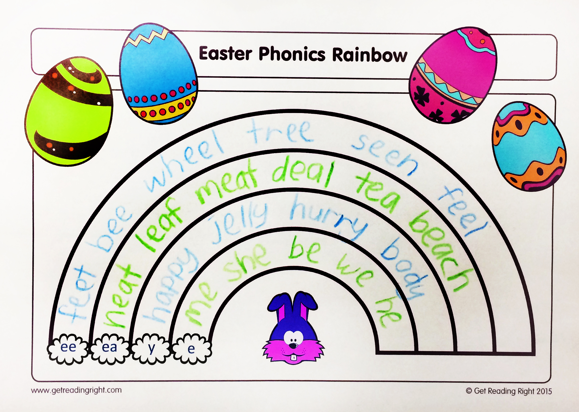 Easter Resource Phonics Rainbow Worksheet Easter Resource Phonics Rainbow Worksheet