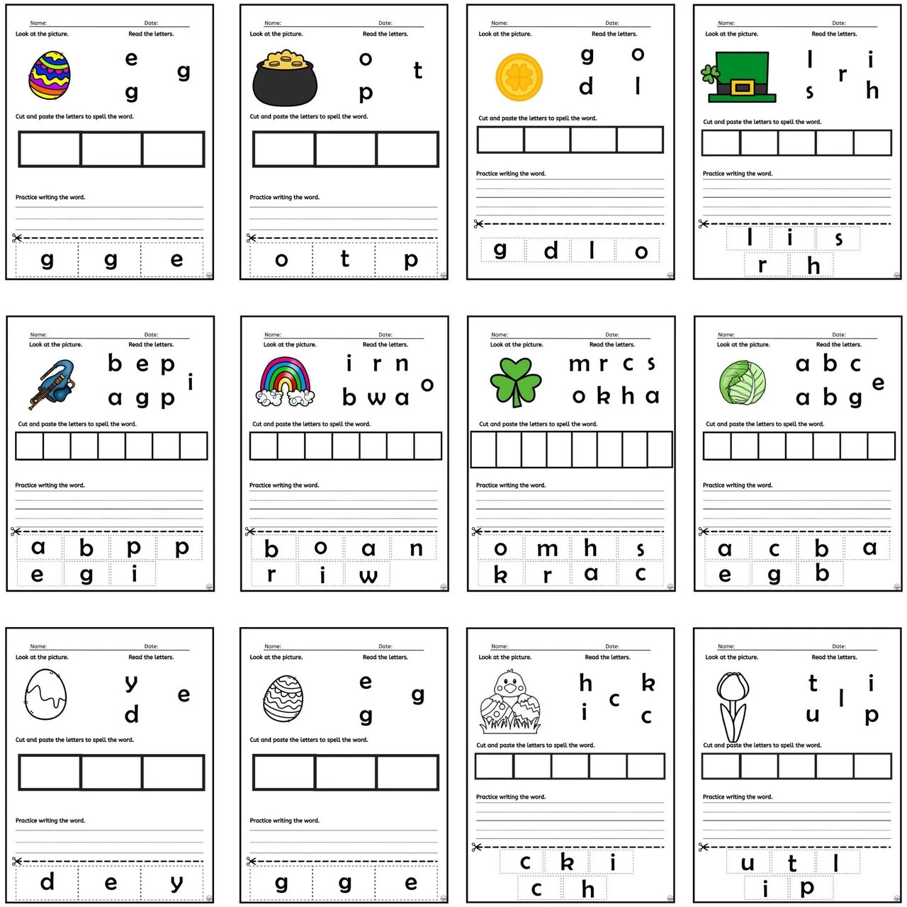 easter sight word worksheets