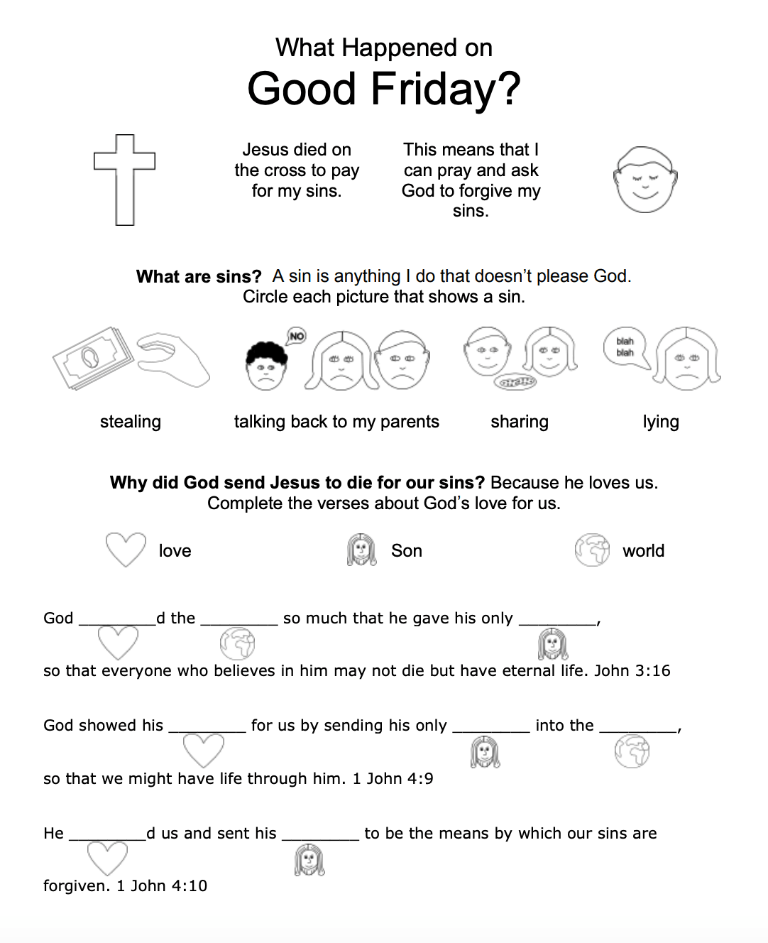 easter bible worksheets