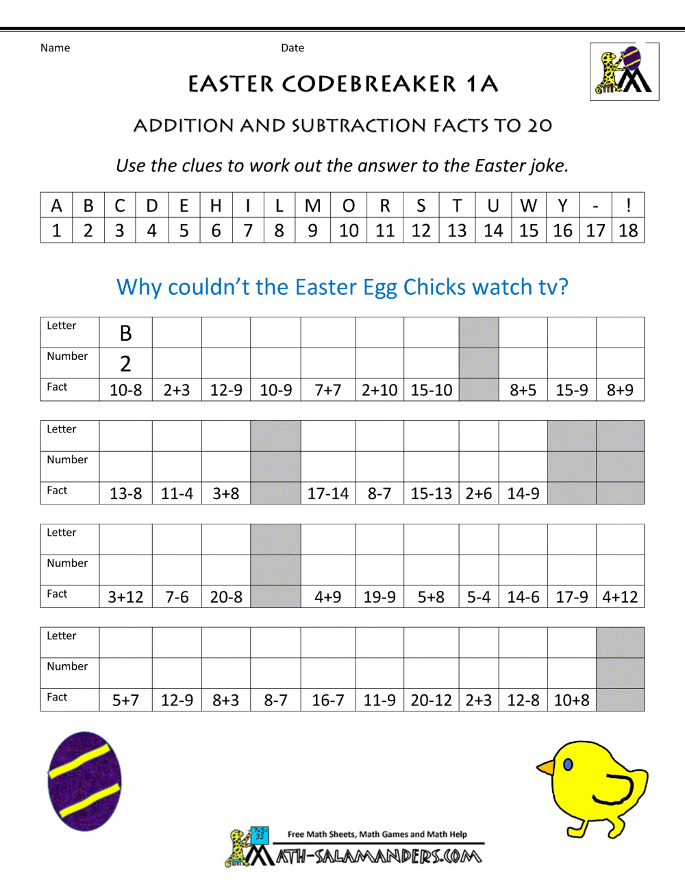 easter worksheets 4th grade