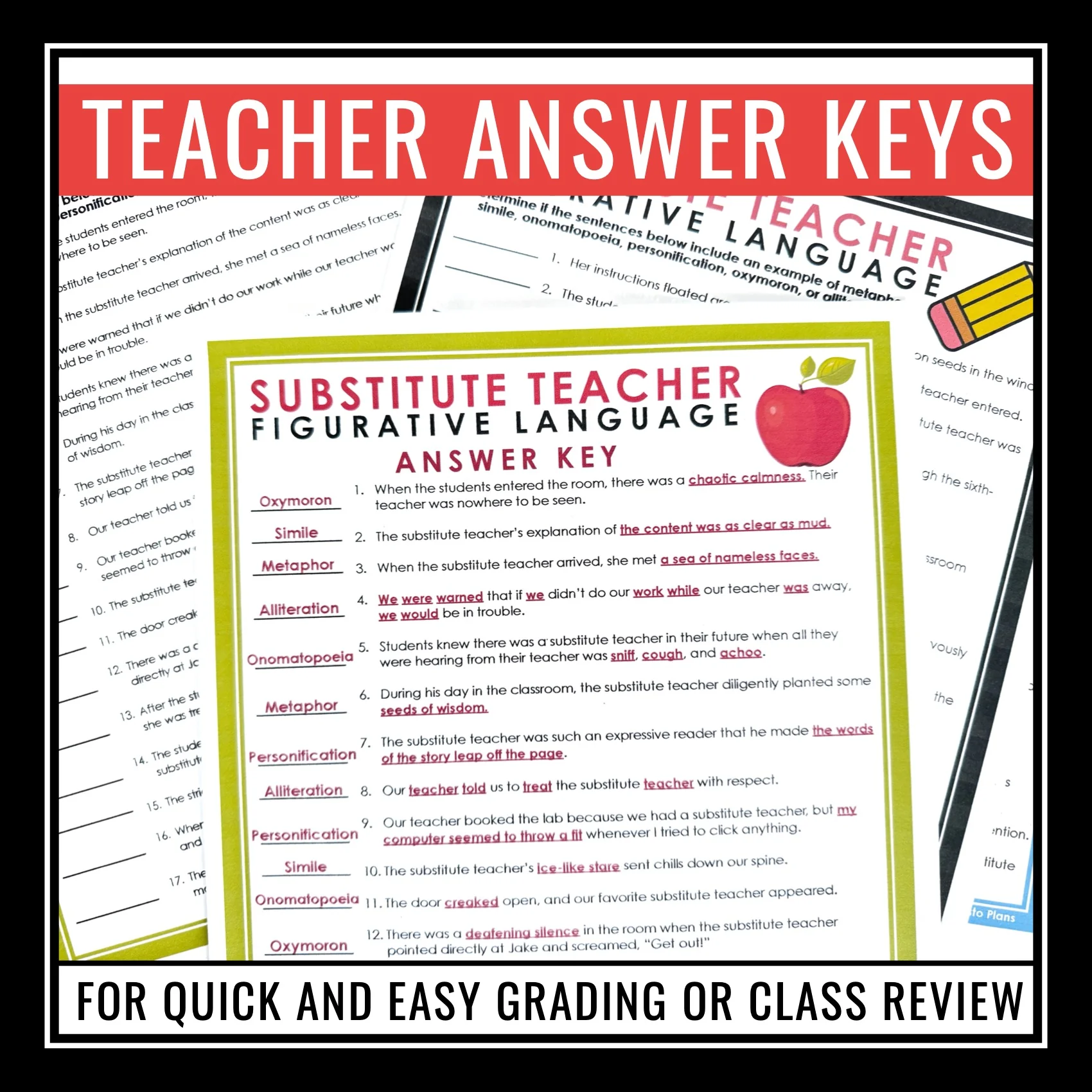 Emergency Lesson Substitute Assignment Figurative Language Emergency Lesson Substitute Assignment Figurative Language