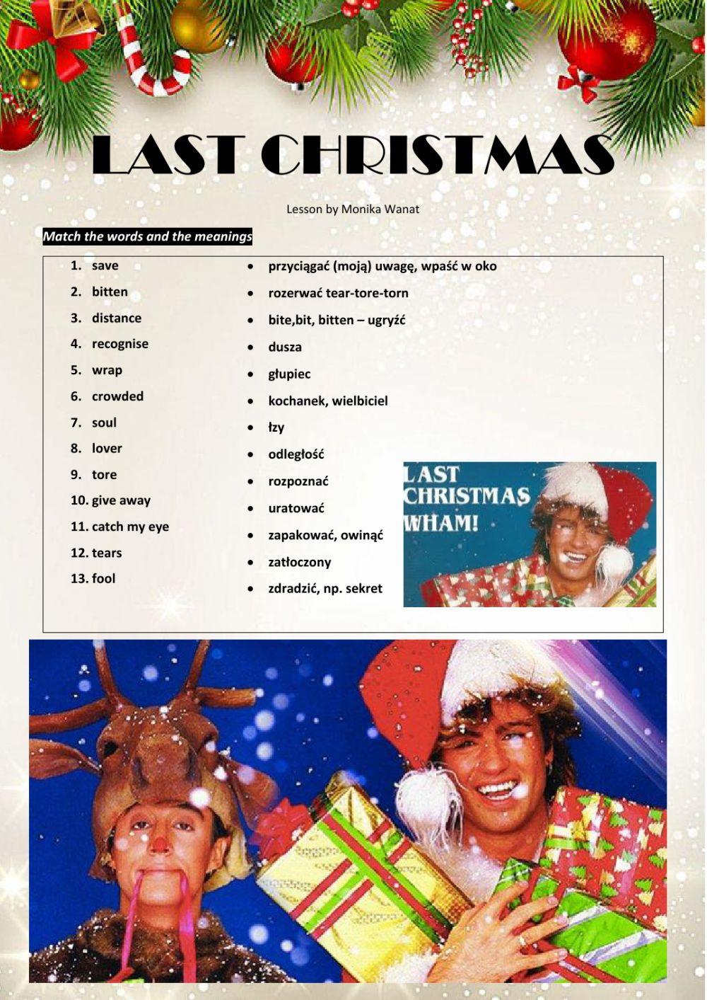 last christmas song worksheets last christmas song worksheets