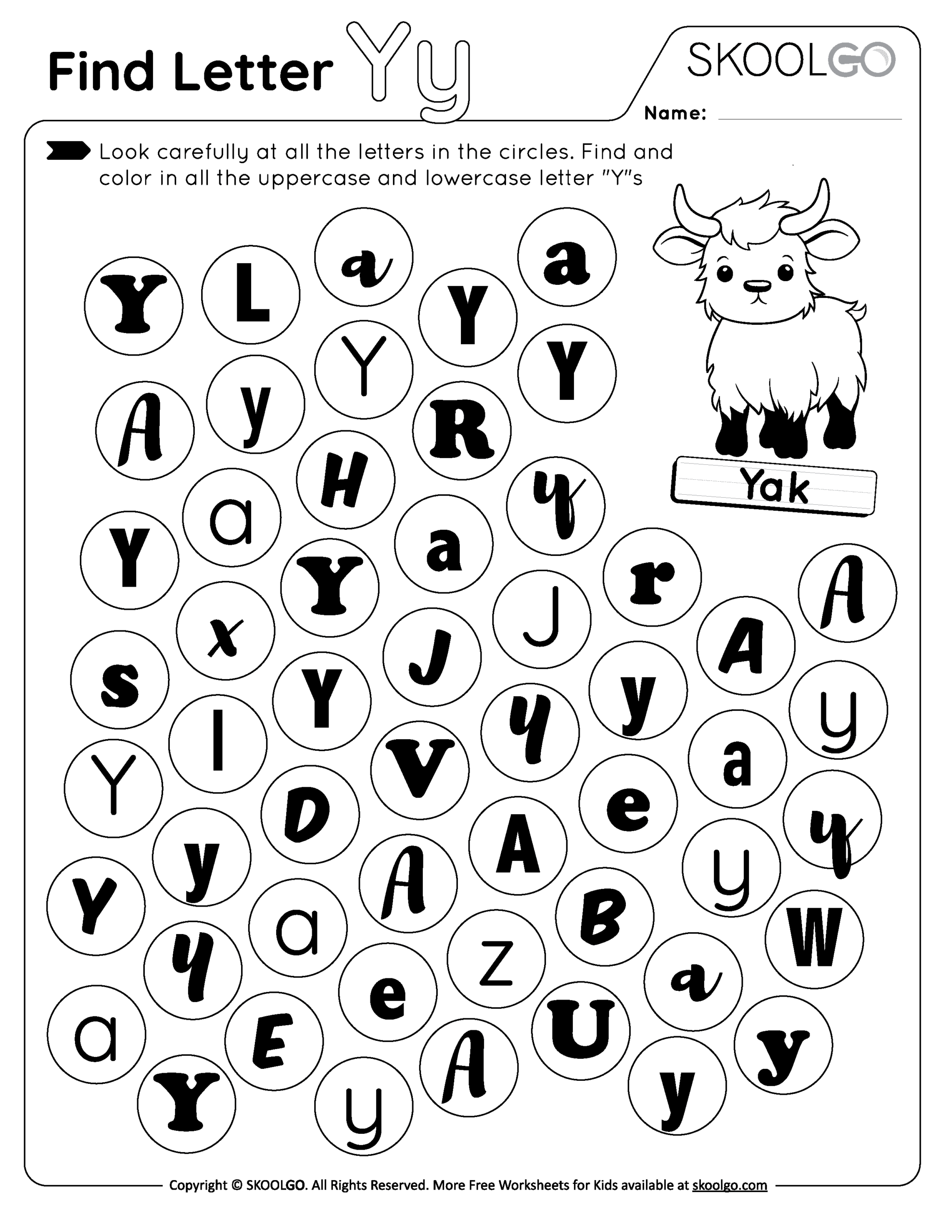 Find Letter Y Find Letter Y