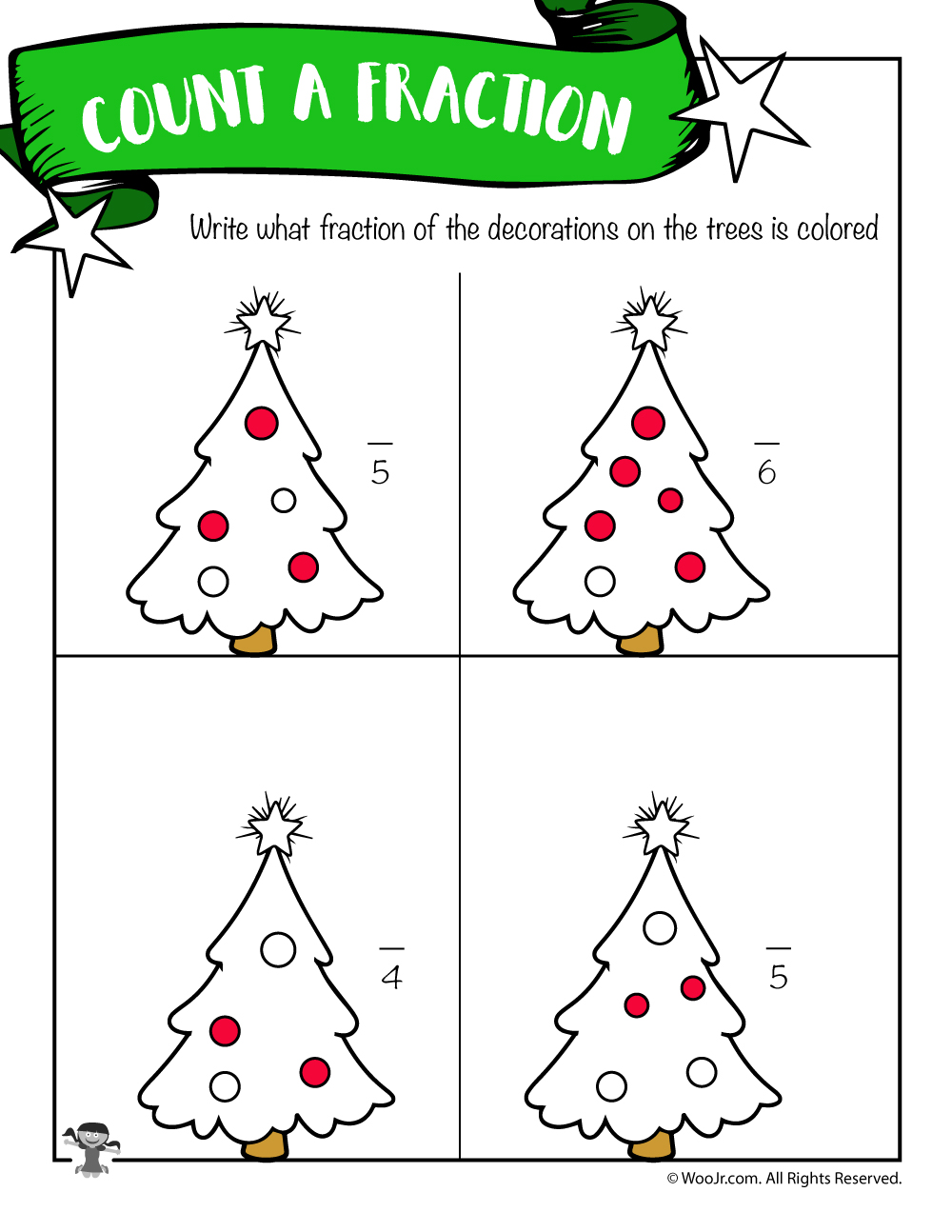 christmas fractions worksheets christmas fractions worksheets