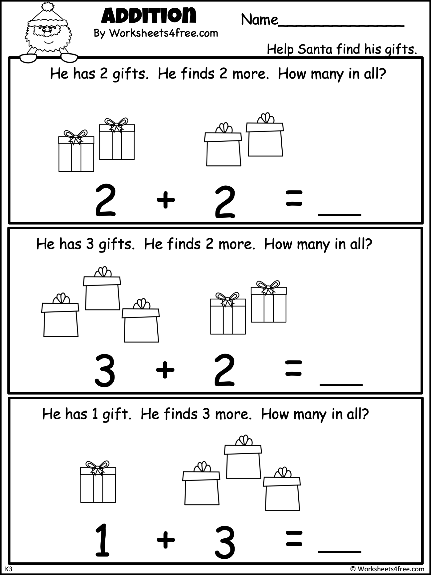Free 1 Digit Addition Worksheet With Christmas Pictures 3 Free 1 Digit Addition Worksheet With Christmas Pictures 3