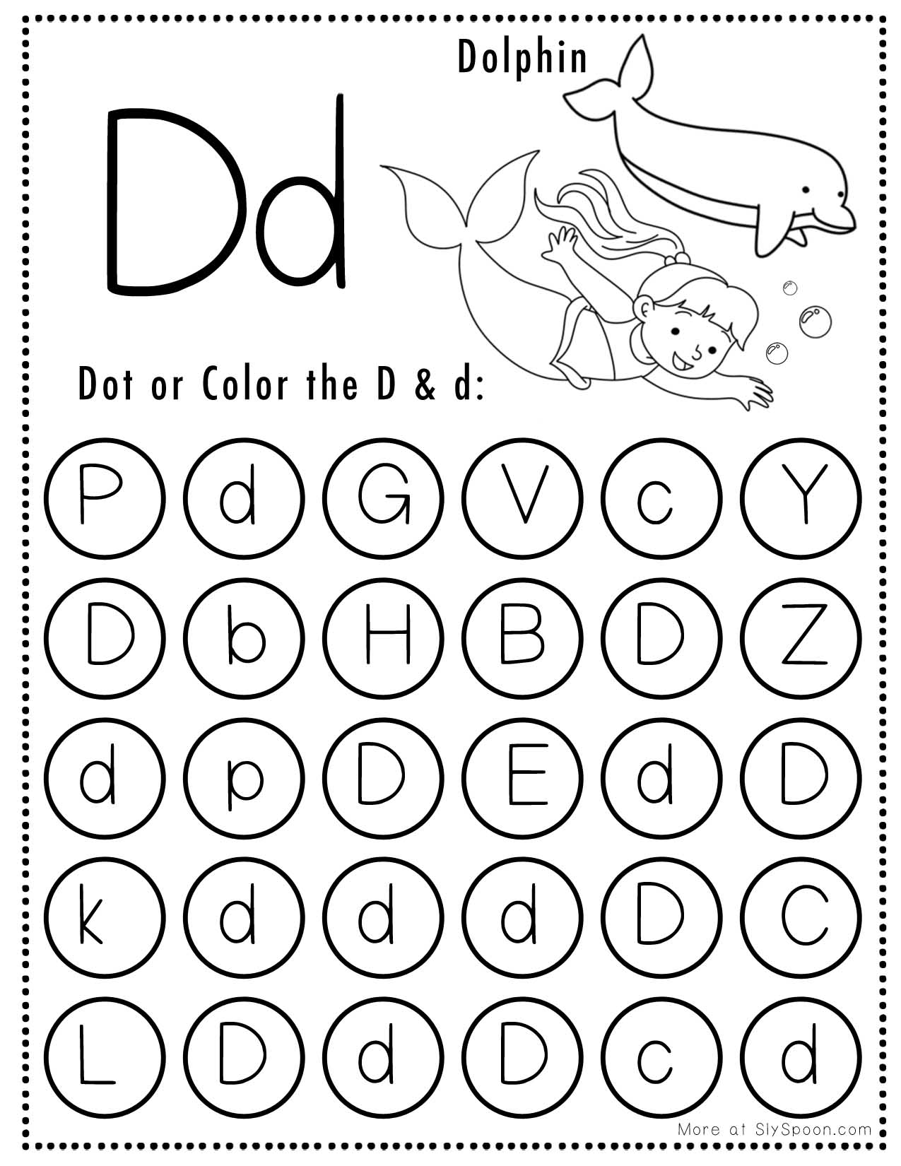 Free Alphabet Do A Dot Printables Worksheets Letter D Mermaid Themed Free Alphabet Do A Dot Printables Worksheets Letter D Mermaid Themed