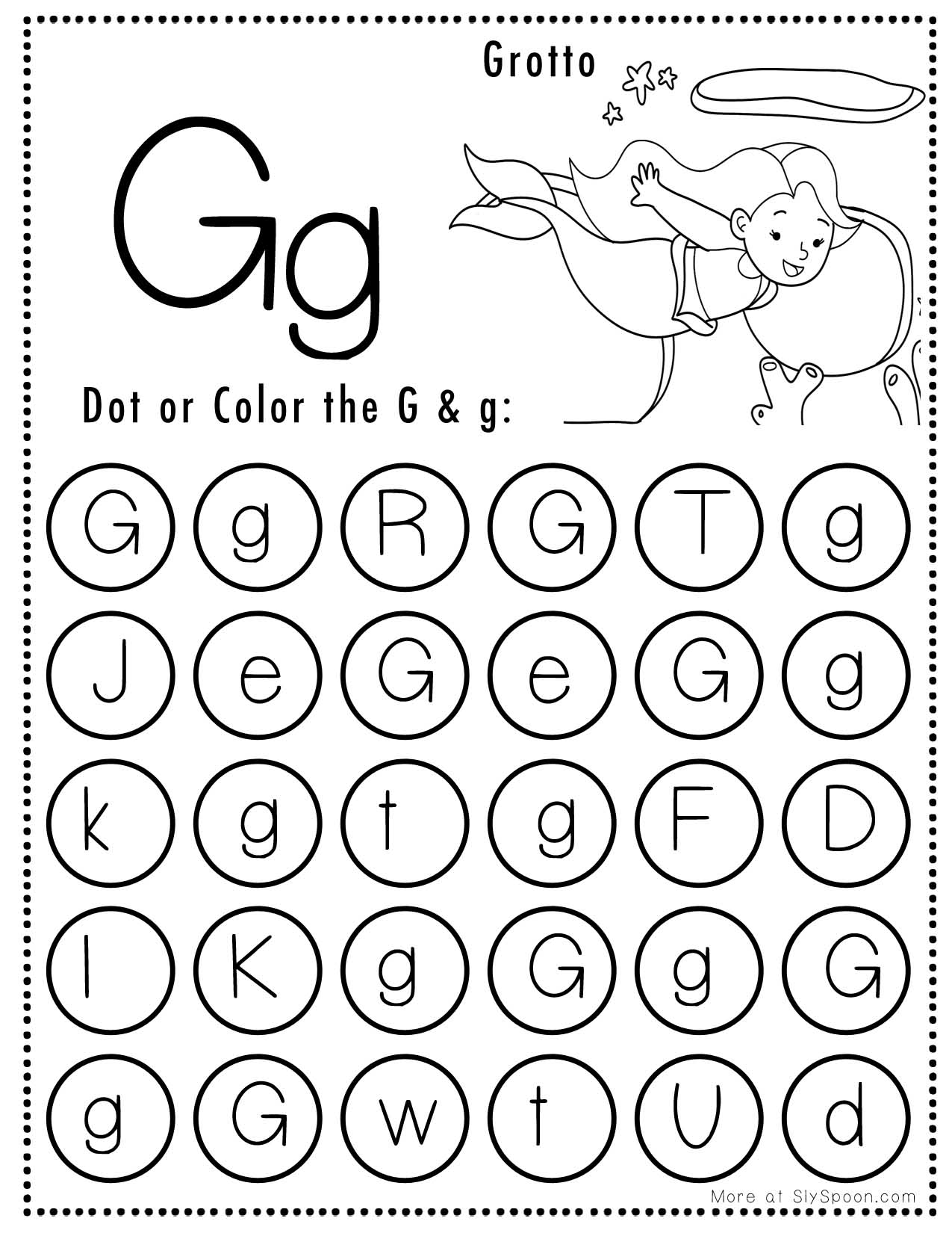 Free Alphabet Do A Dot Printables Worksheets Letter G Mermaid Themed Free Alphabet Do A Dot Printables Worksheets Letter G Mermaid Themed