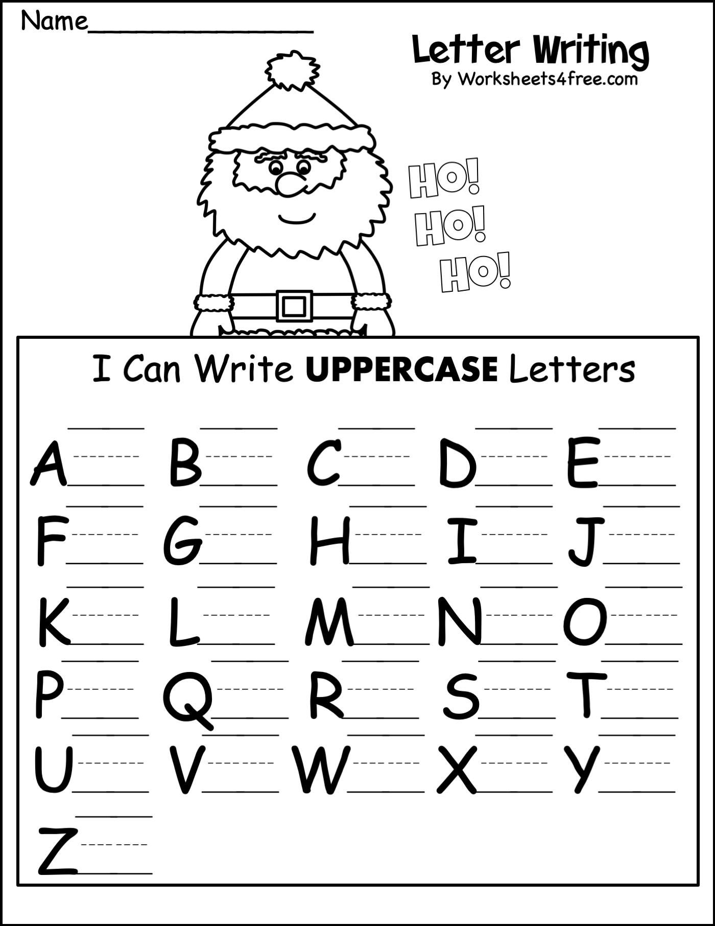 Free Christmas Capital Letter Writing Printable Worksheet