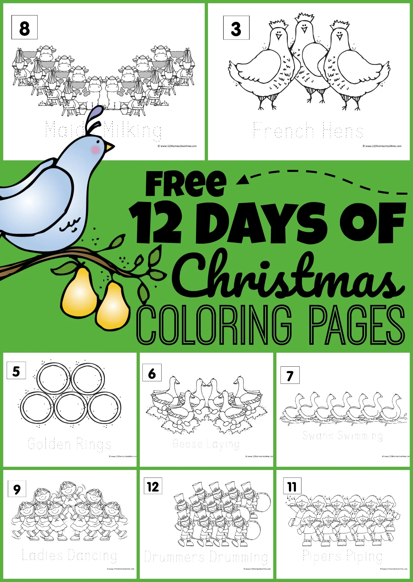 Free Christmas Coloring Sheets 12 Days 96