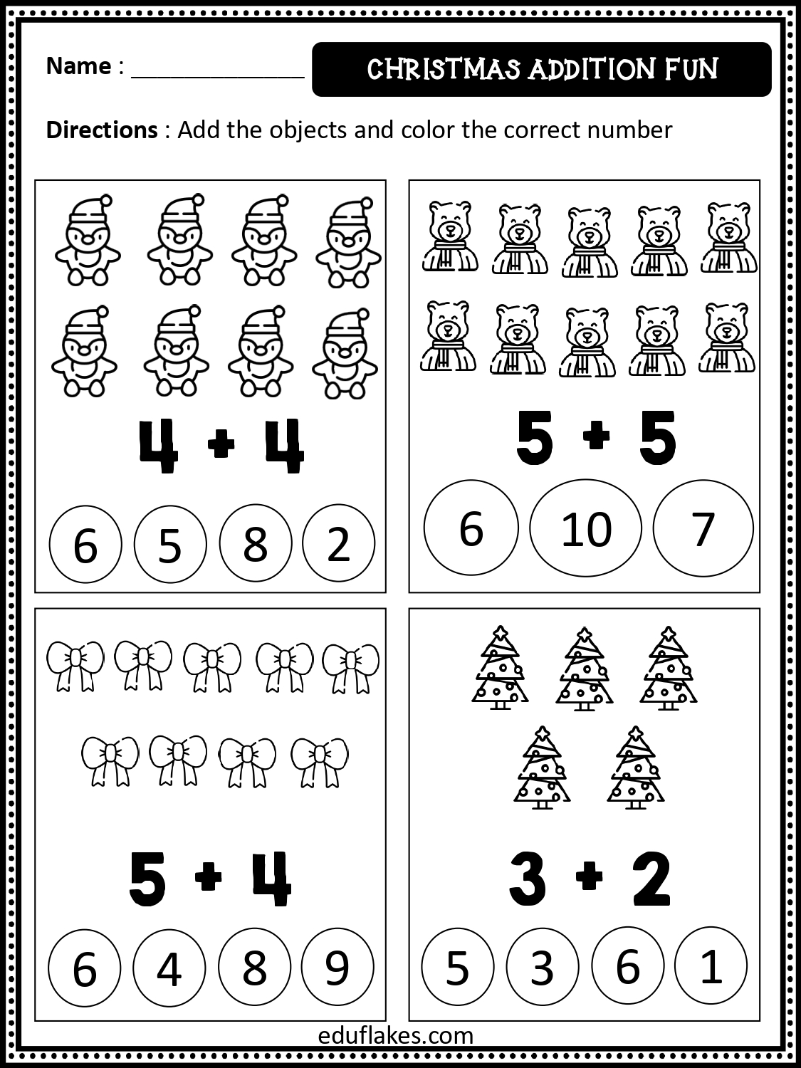 Free Christmas Math Worksheets For Kindergarten Free Christmas Math Worksheets For Kindergarten