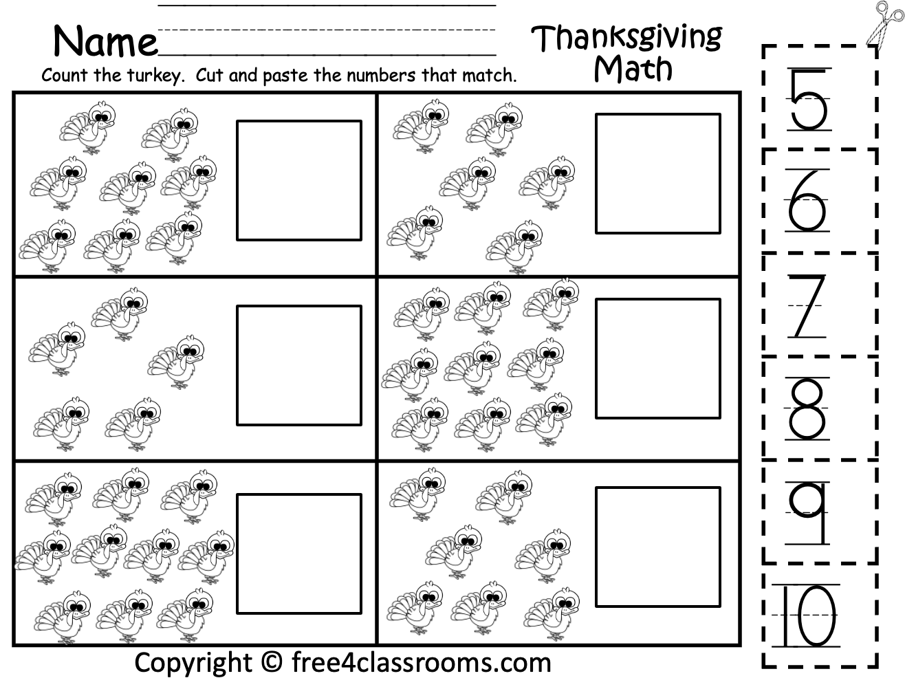 Free Kindergarten Cut And Paste Worksheet Thanksgiving Free Kindergarten Cut And Paste Worksheet Thanksgiving
