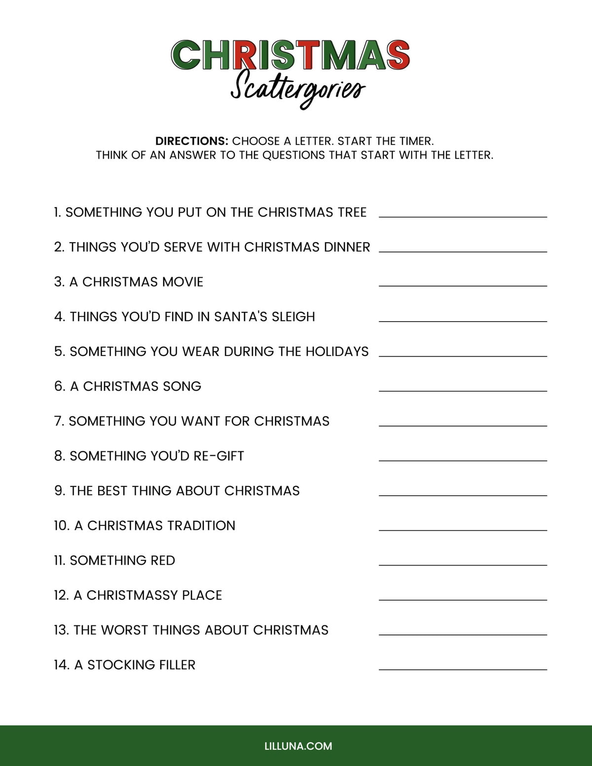 Free Printable Christmas Games