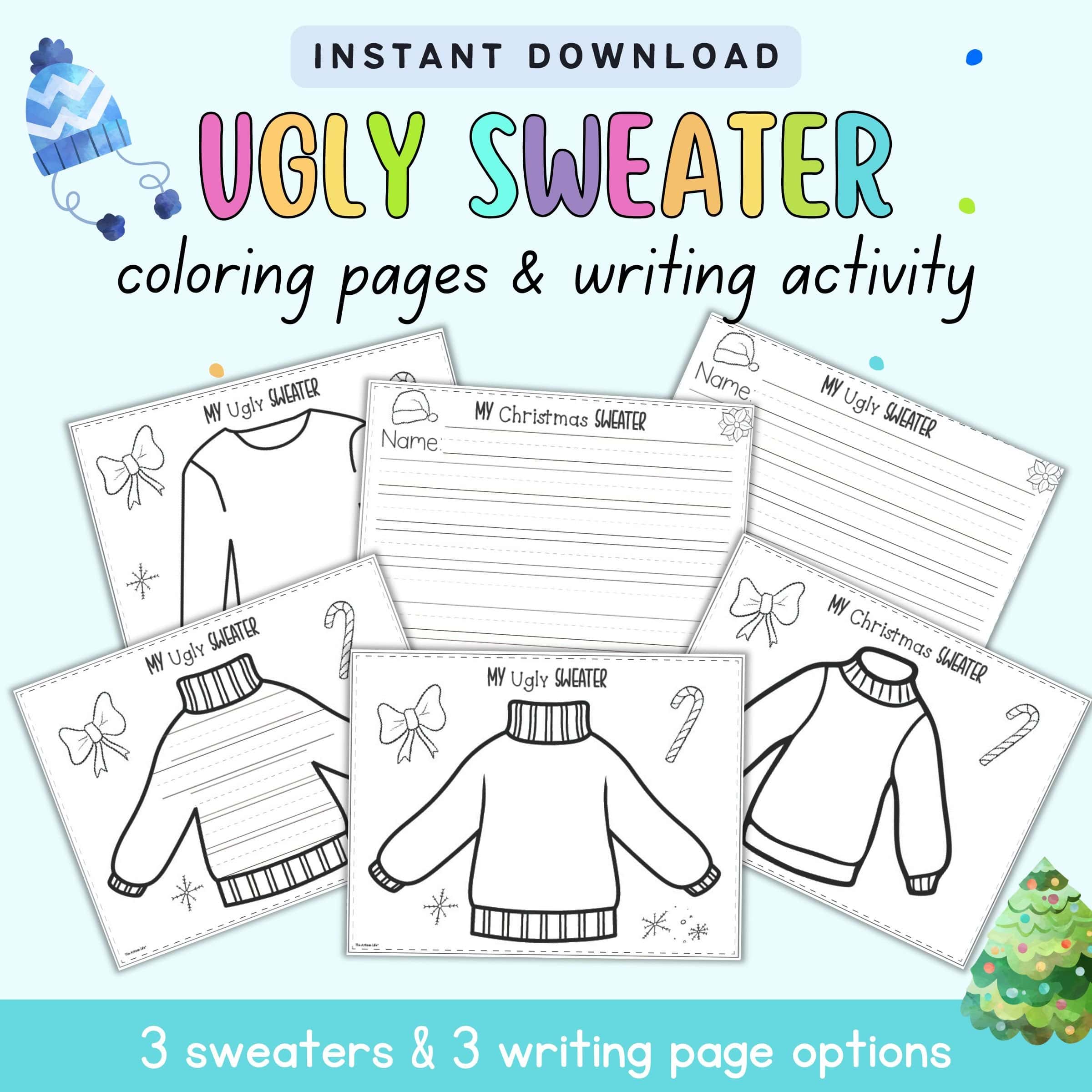 ugly christmas sweater plotting grid worksheets