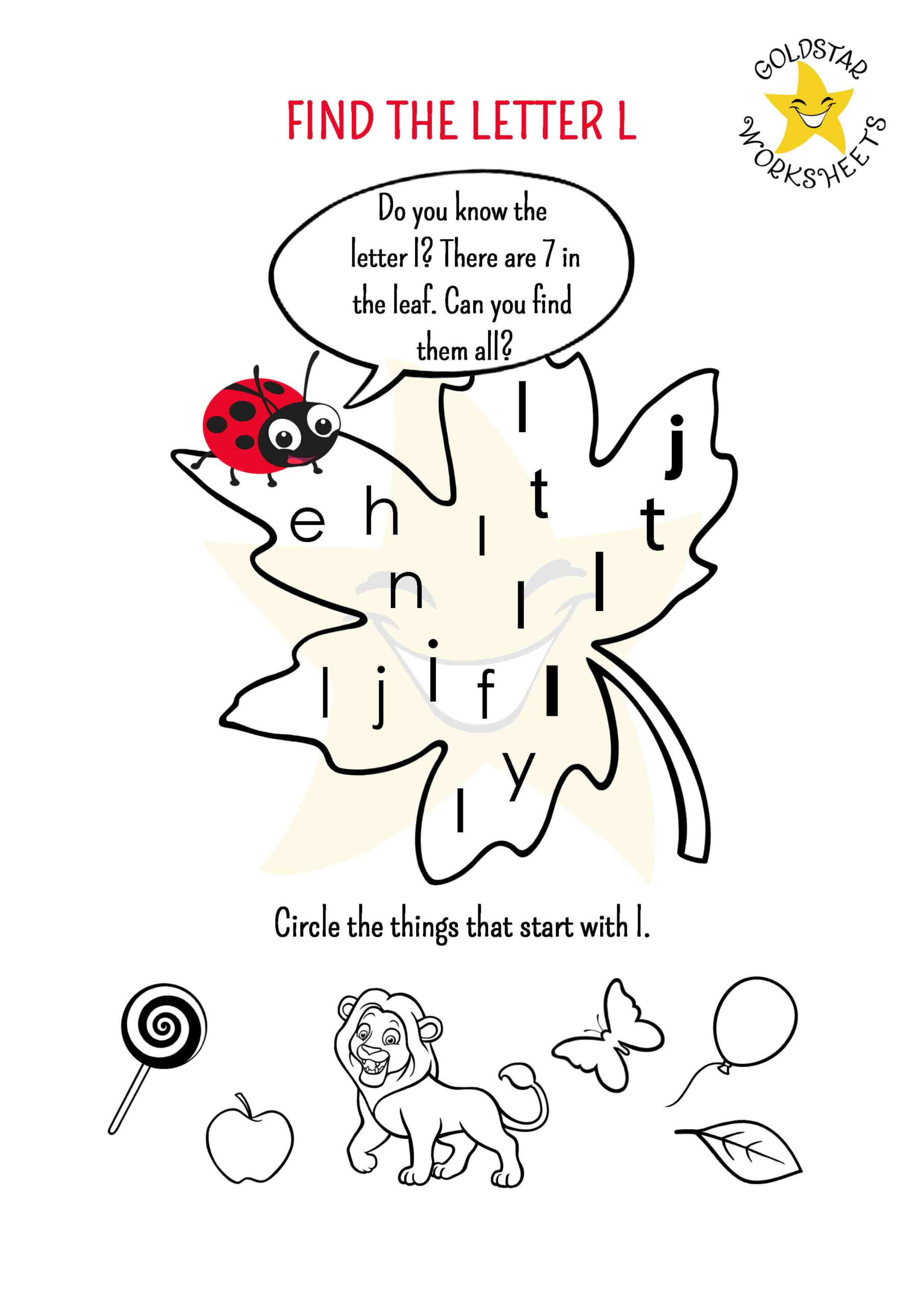 Free Printable Find The Letter L Worksheets
