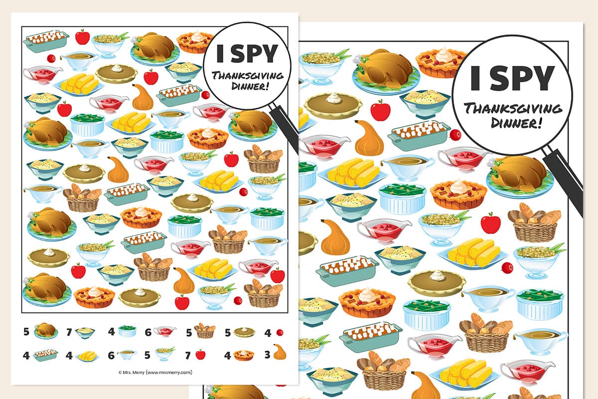 Free Printable I Spy Thanksgiving Dinner