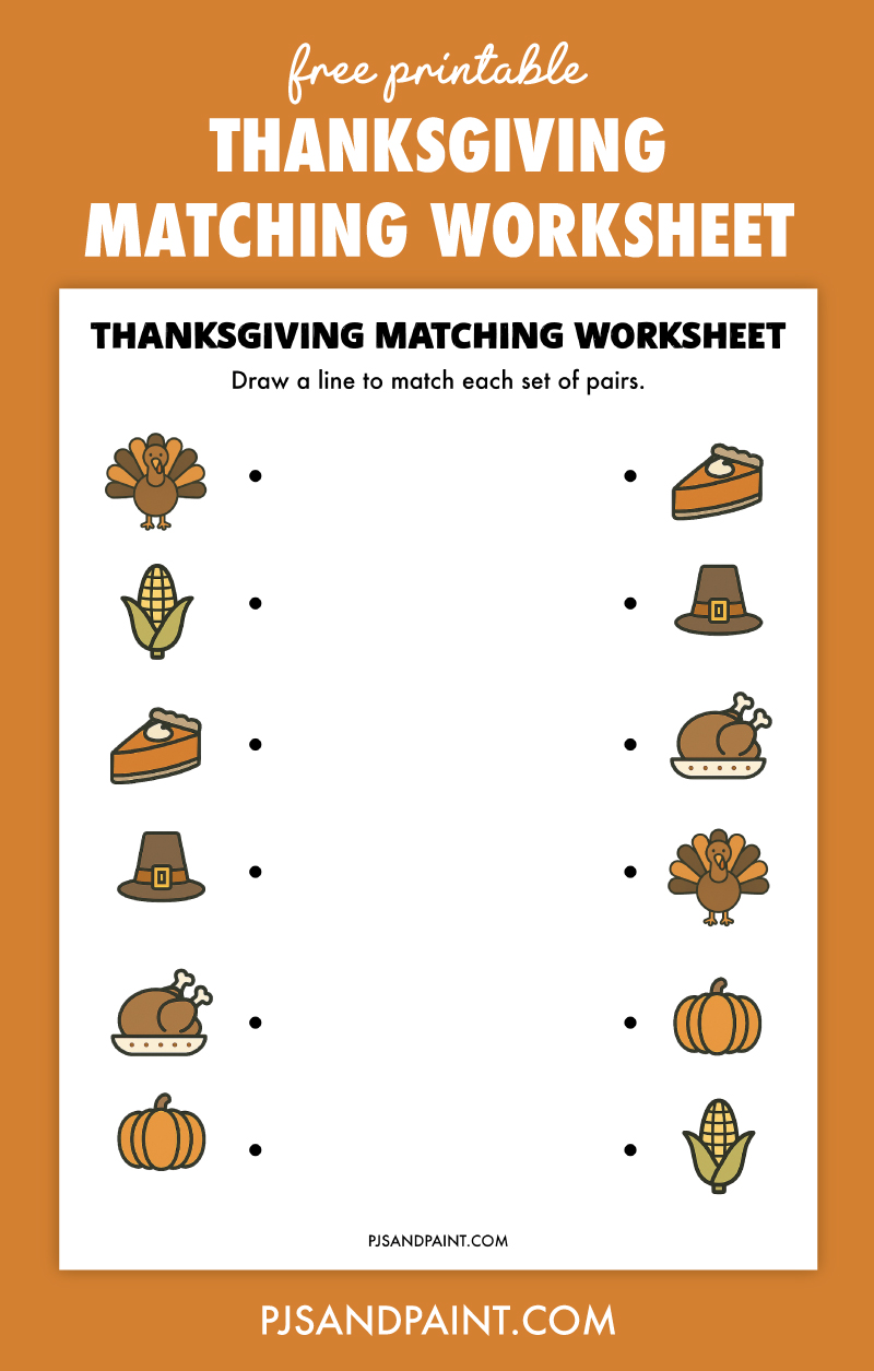 Free Printable Thanksgiving Matching Worksheet Free Printable Thanksgiving Matching Worksheet