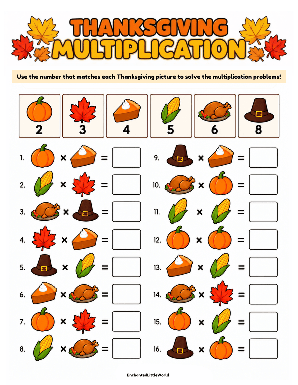 Free Printable Thanksgiving Multiplication Worksheet For Kids Free Printable Thanksgiving Multiplication Worksheet For Kids