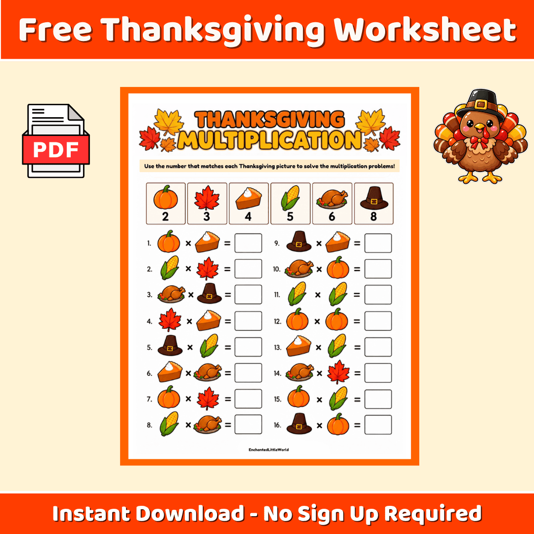 Free Printable Thanksgiving Multiplication Worksheet For Kids Free Printable Thanksgiving Multiplication Worksheet For Kids