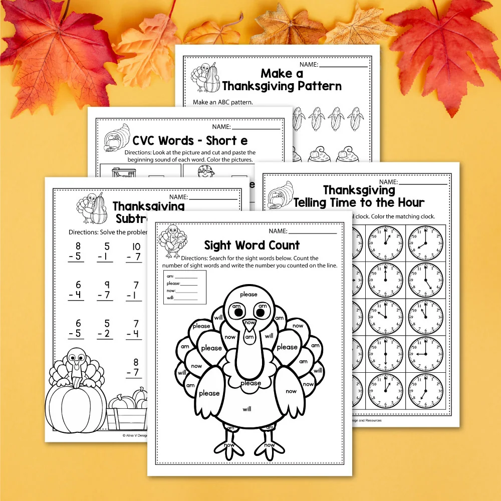 Free Thanksgiving Math Literacy Worksheets For Kindergarten Free Thanksgiving Math Literacy Worksheets For Kindergarten