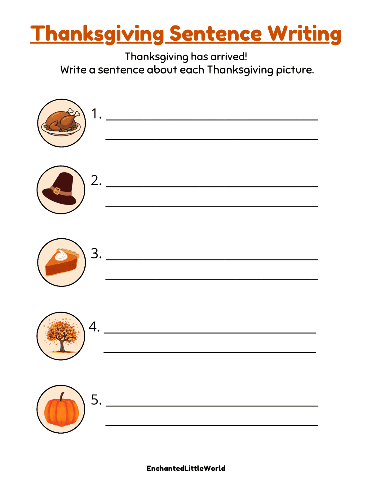 free thanksgiving writing worksheets