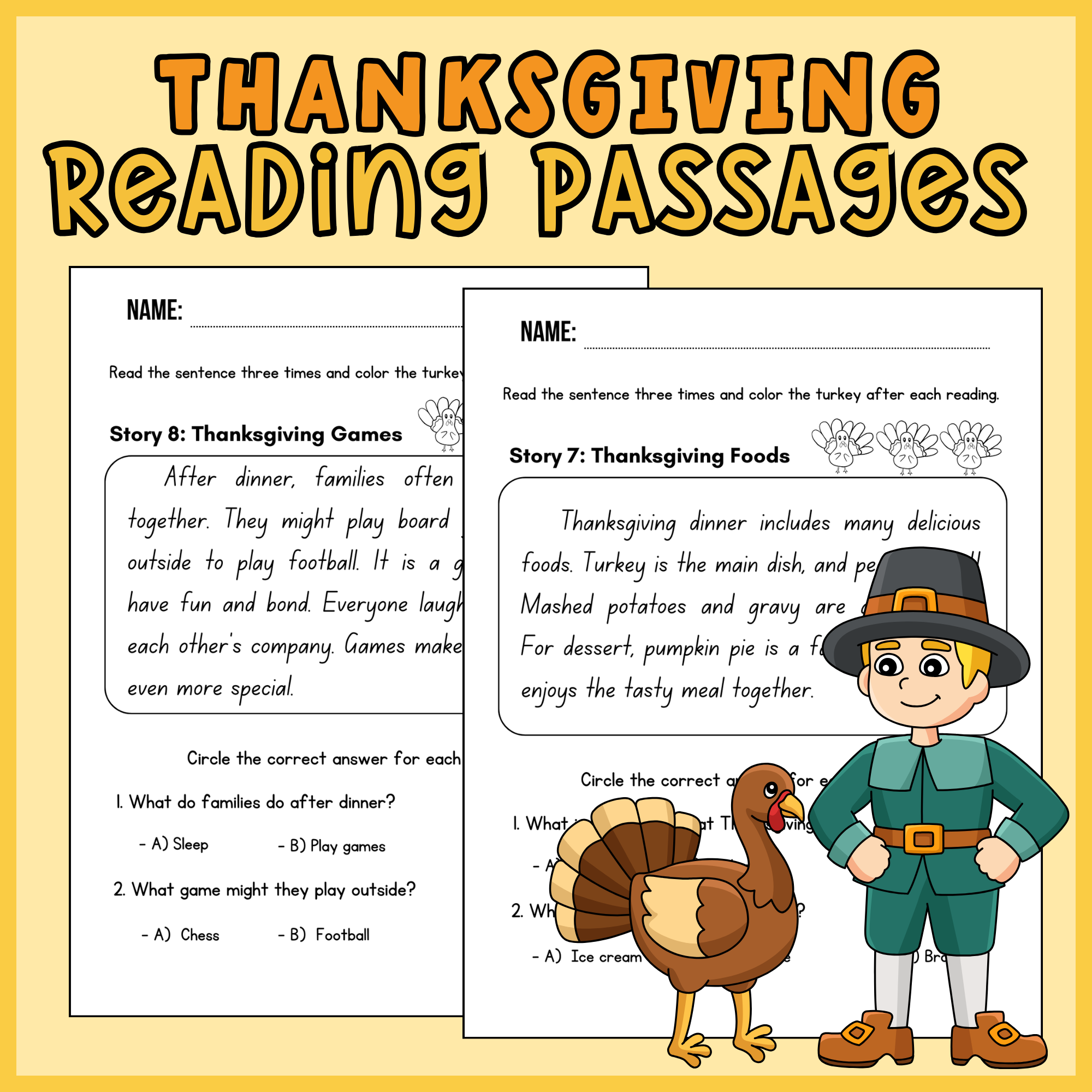 Fun Thanksgiving Easy Reading Comprehension Worksheets For 1st 3rd Grade Fun Thanksgiving Easy Reading Comprehension Worksheets For 1st 3rd Grade