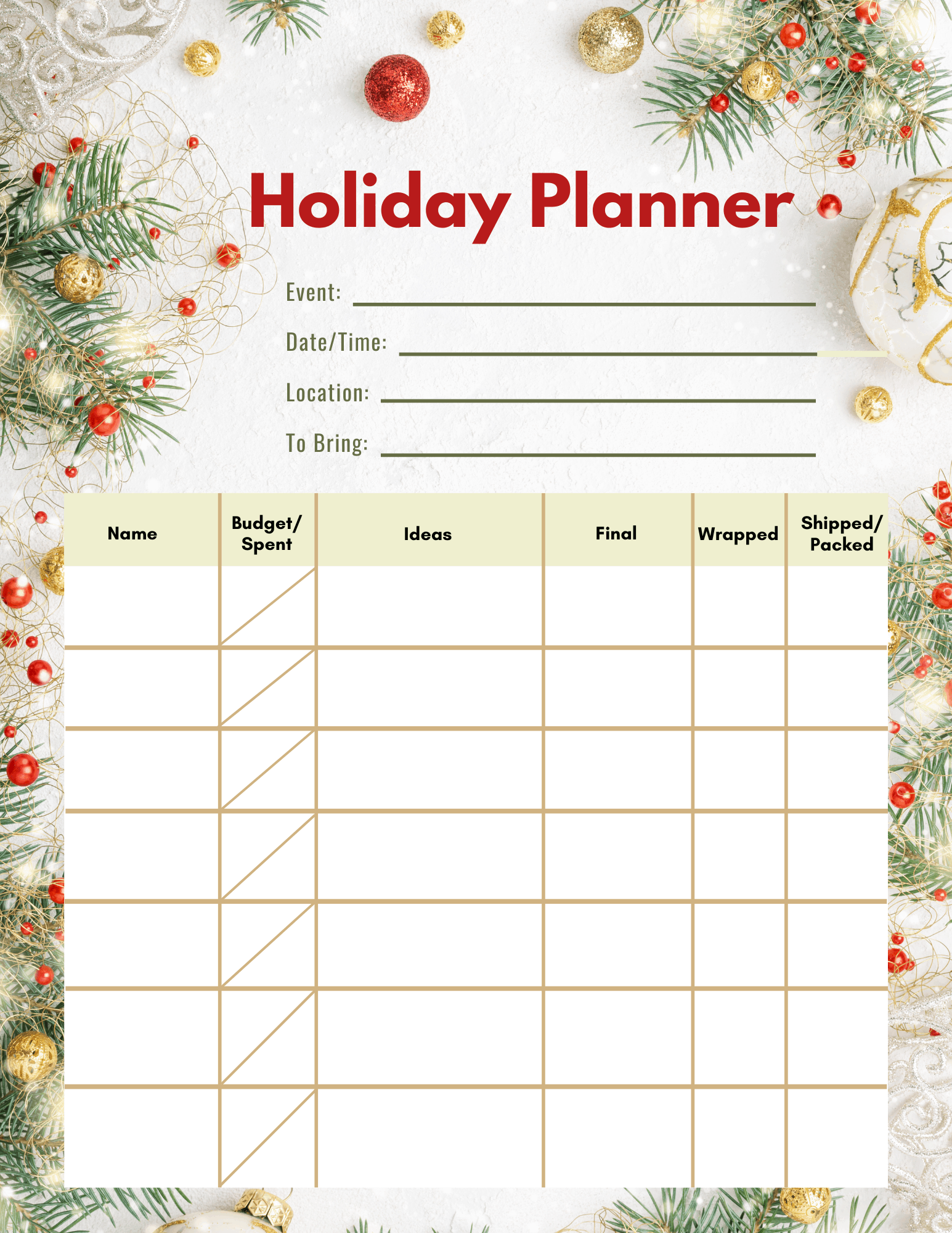 Get Organized With Christmas Gift Planner Printables