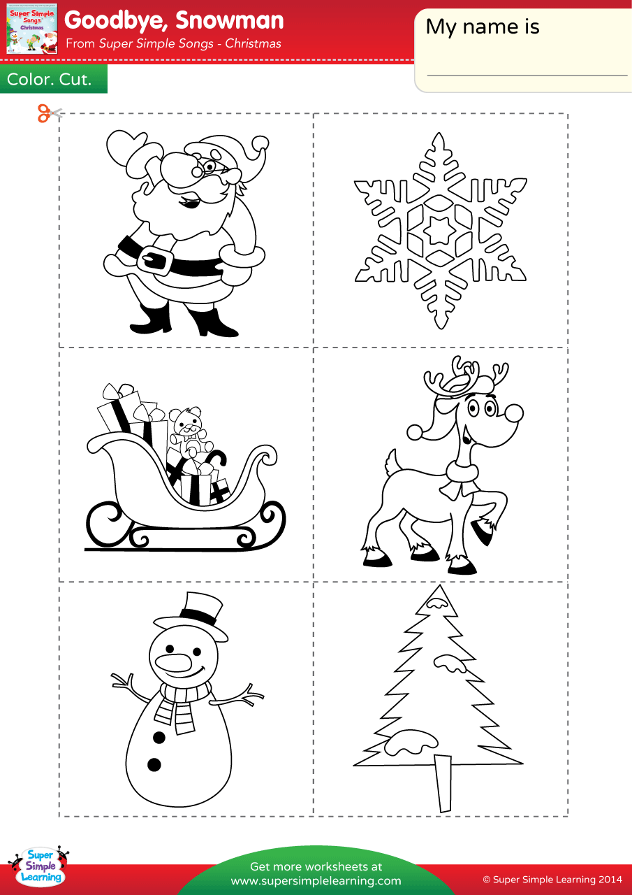 Goodbye Snowman Worksheet Cut Paste