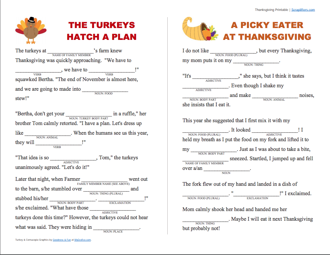 Grammar Practice With Thanksgiving Printables Grammar Practice With Thanksgiving Printables