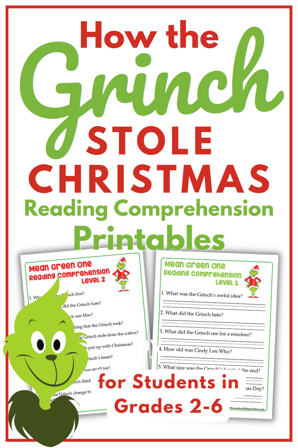 Grinch Reading Comprehension Worksheet Grinch Reading Comprehension Worksheet