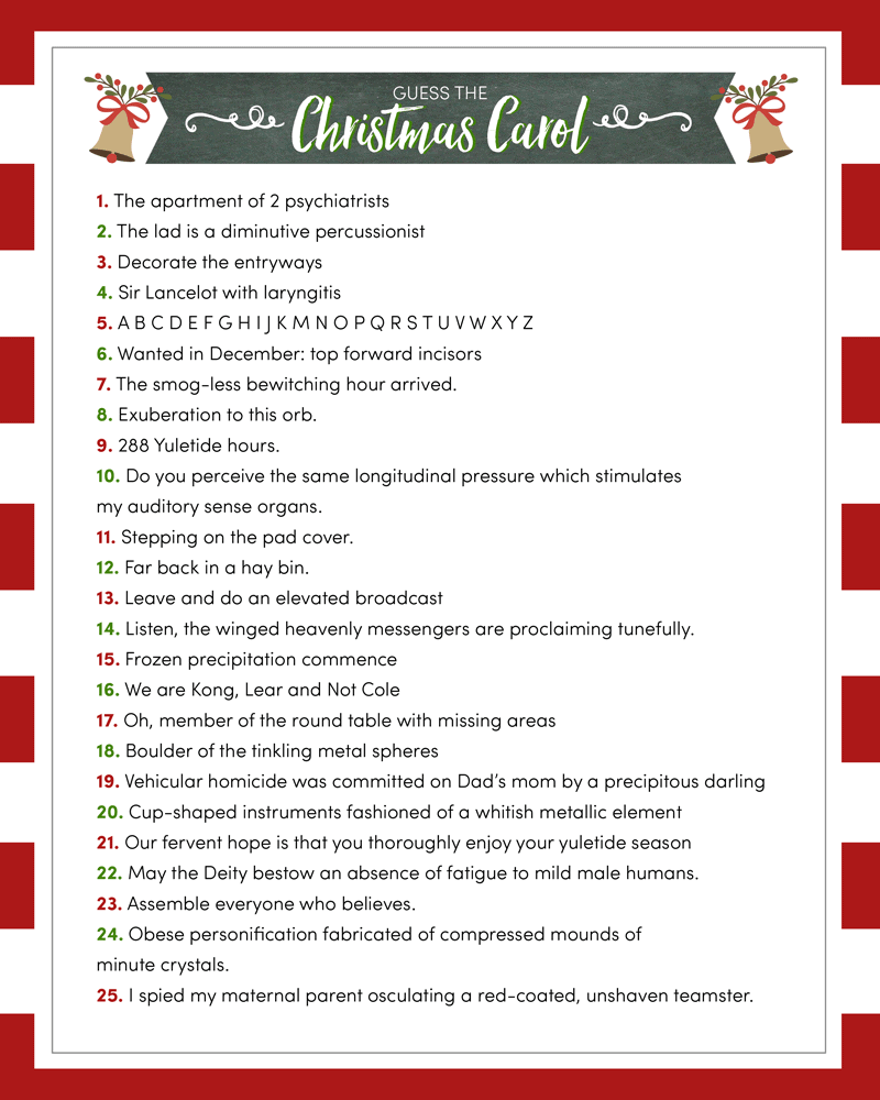 Guess The Christmas Carol Game Guess The Christmas Carol Game