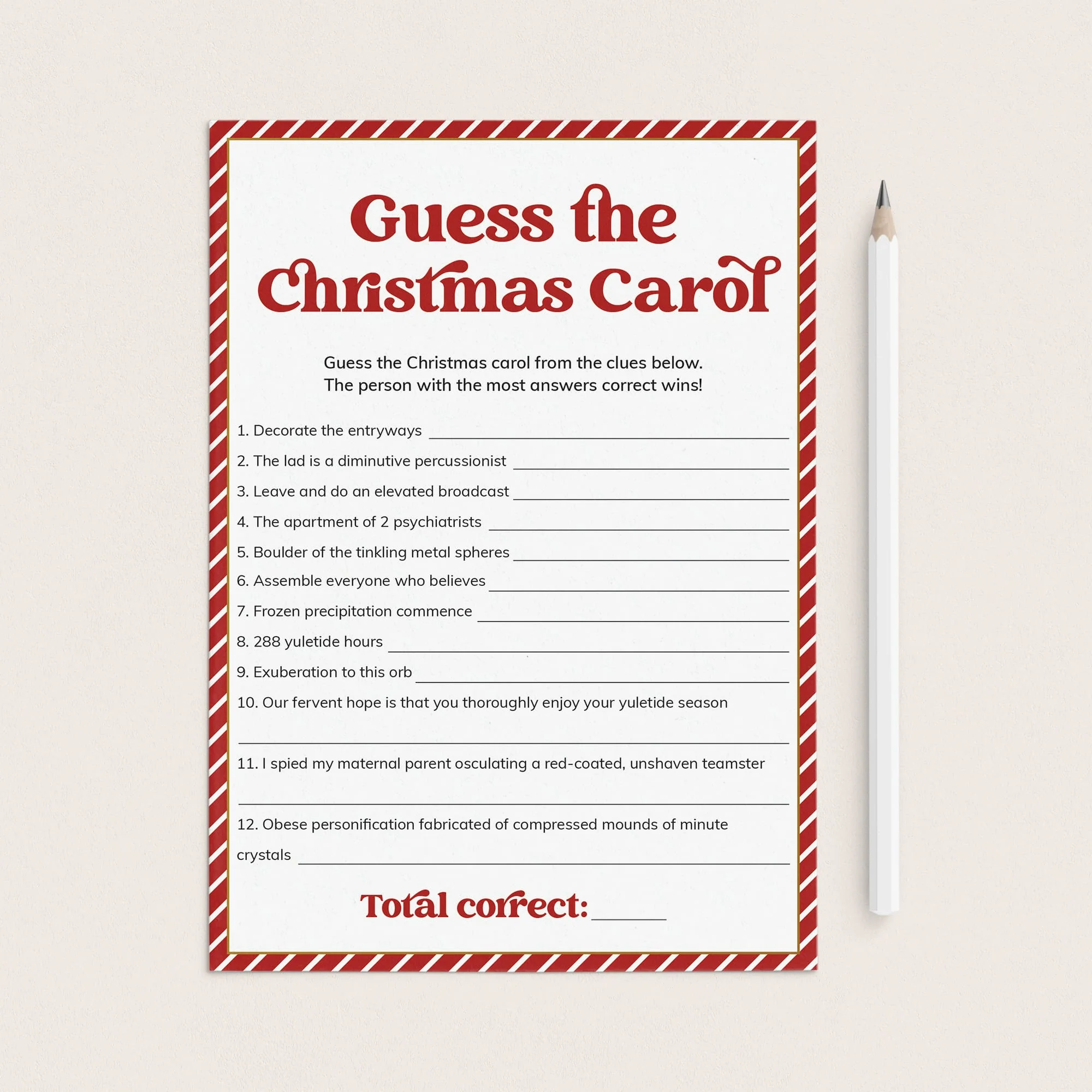 Guess The Christmas Carol Worksheet And Answers Digital Download