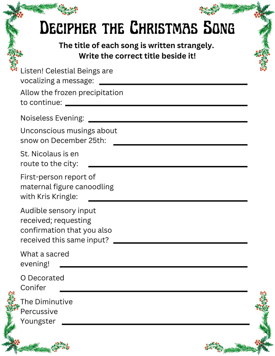 Guess The Christmas Song Christmas Song Guess The Christmas Song Christmas Song