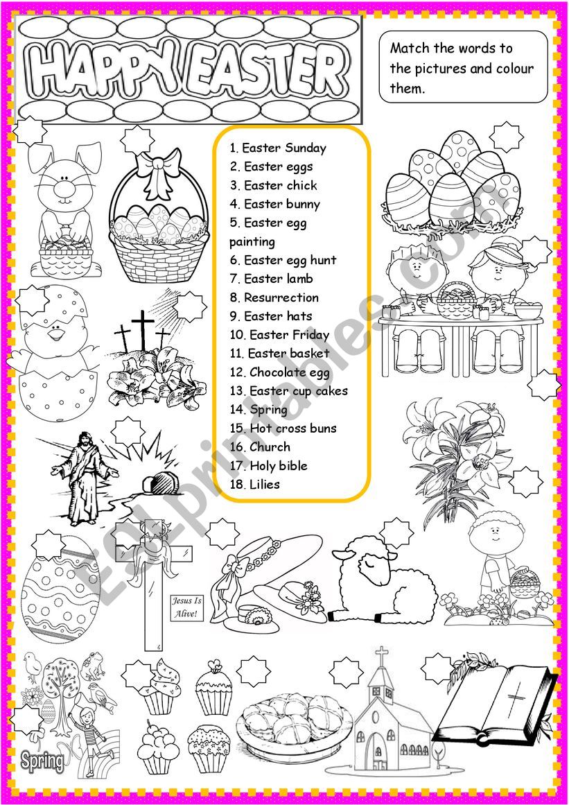 easter vocabulary worksheets