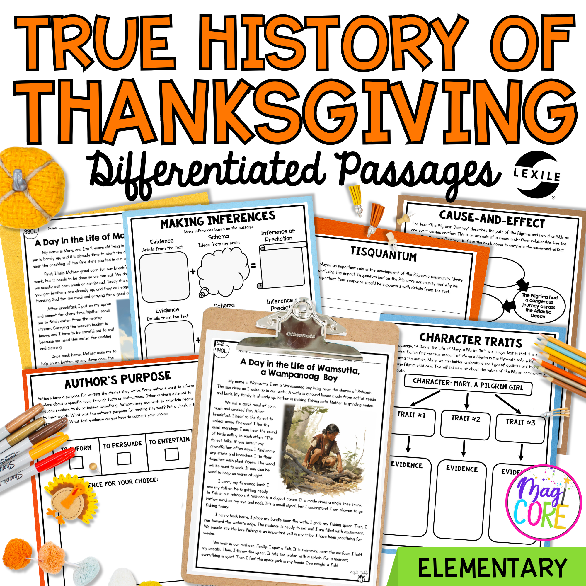History Of Thanksgiving Reading Comprehension Passages Questions Pilgrims Native