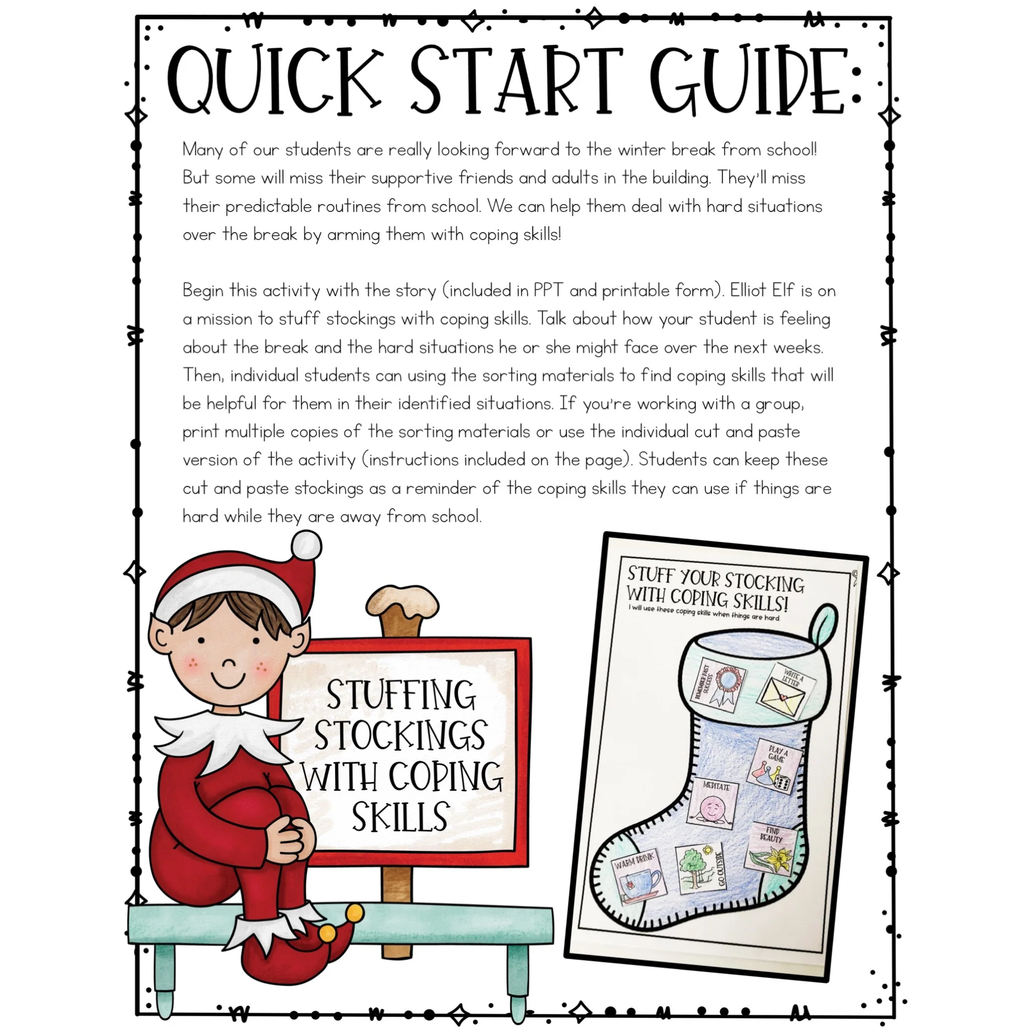 Holiday Coping Skills Activity Coping Skills Craft For Christmas Holiday Coping Skills Activity Coping Skills Craft For Christmas